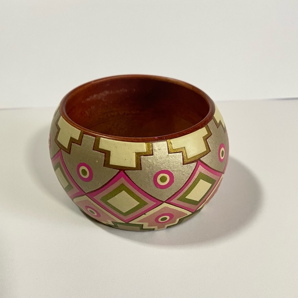 Painted Wood Bangle Bracelet Southwestern